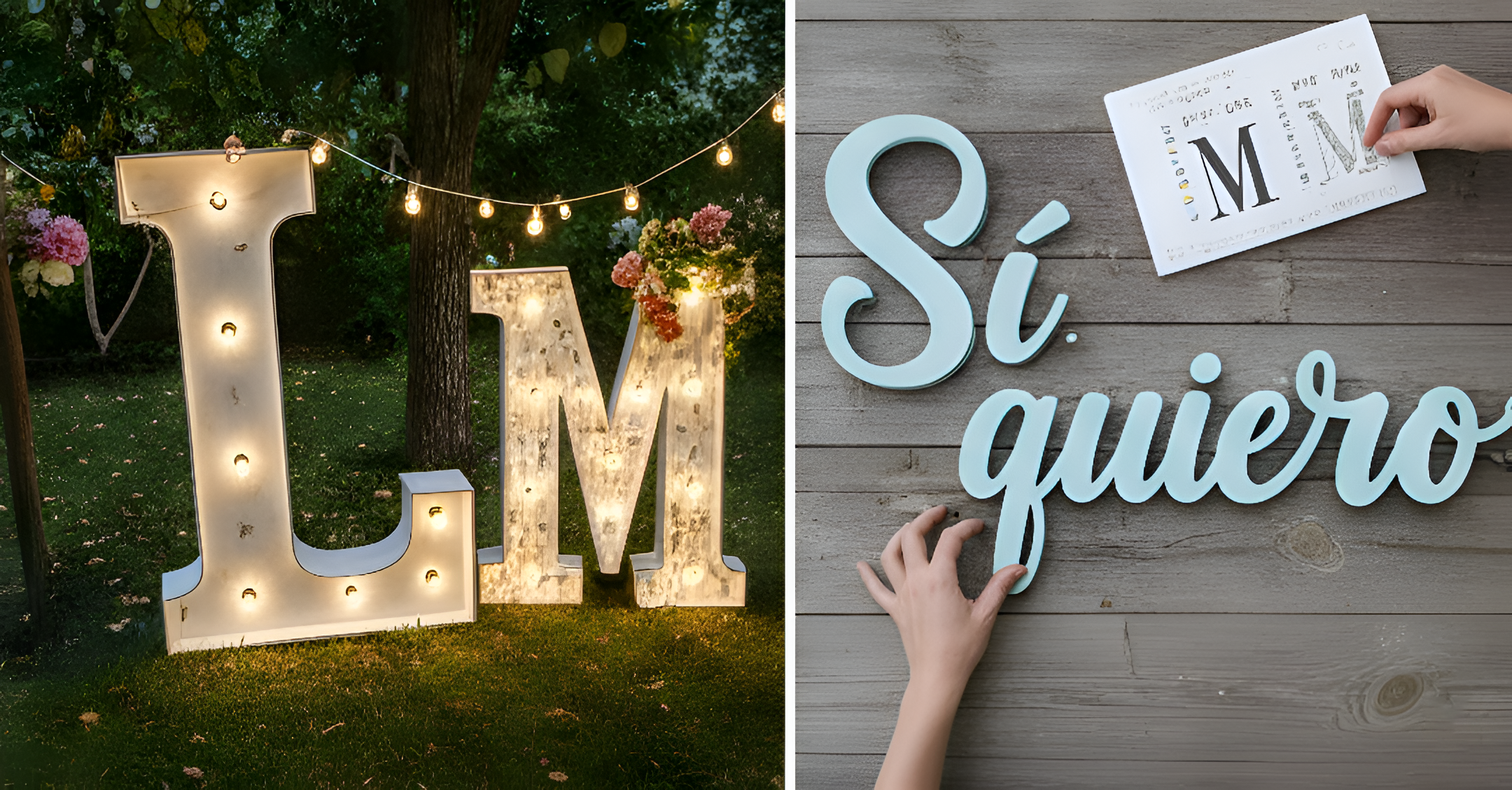 Iniciales personalizadas con diferentes fuentes tipográficas y estilos decorativos para una boda con identidad propia.