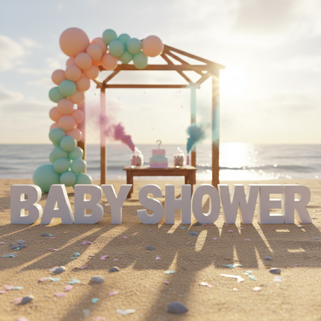 Frase «Baby Shower» enlazada con tipografía tierna para celebraciones.