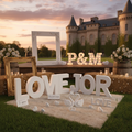 Palabra AMOR gigante en letras blancas de 1 metro para photocall.
