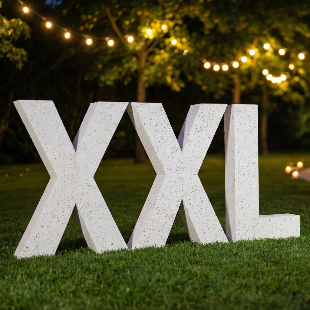 Letras grandes de corcho blanco para decoración de bodas y eventos.