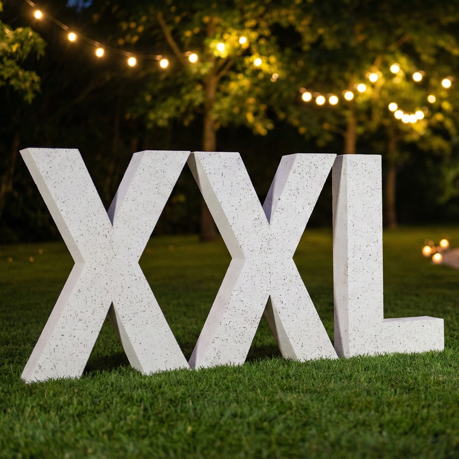 Letras grandes de corcho blanco para decoración de bodas y eventos.