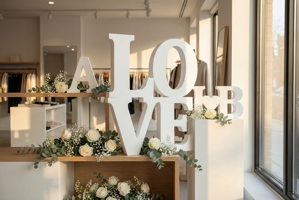 Letras «HO HO HO» gigantes para decoración de Papá Noel en centros comerciales.