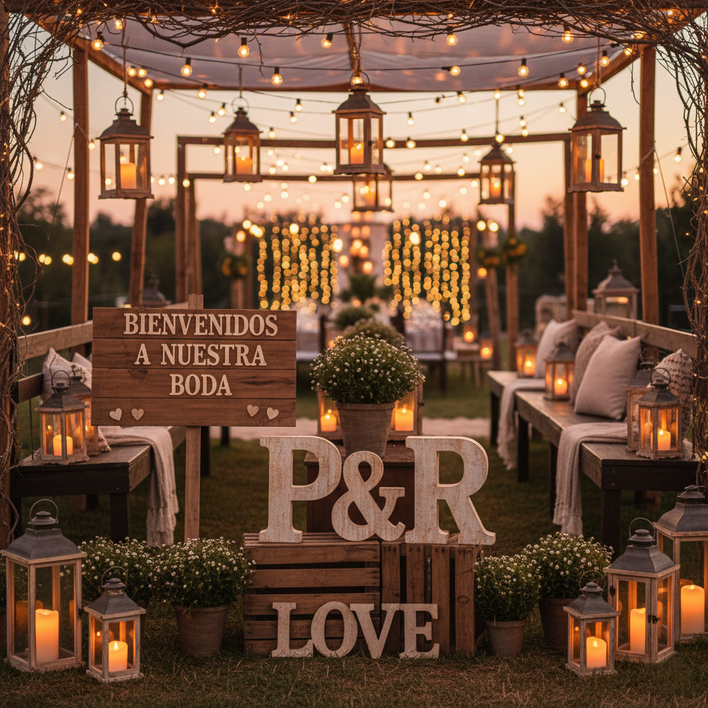 Iniciales personalizadas en tipografía Serif para bodas elegantes. 