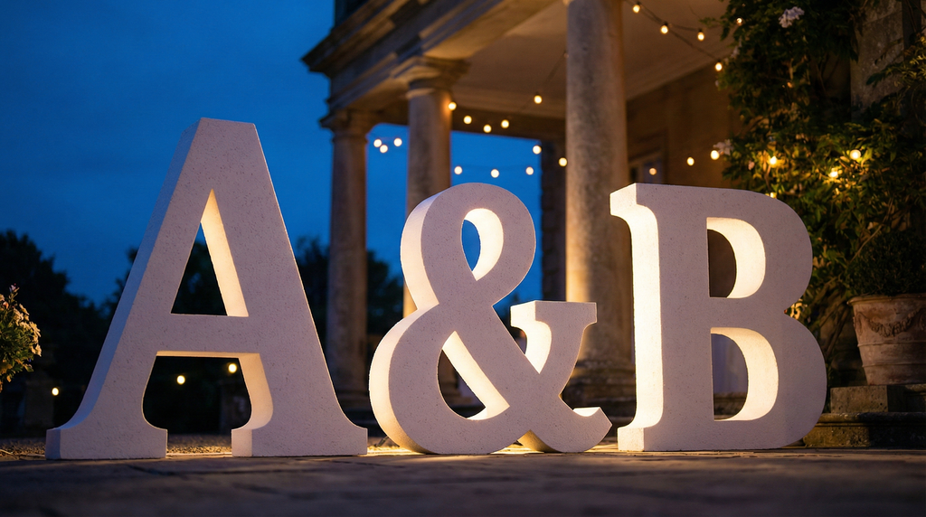 Letras XXL para decoración de photocall elegante en celebraciones.