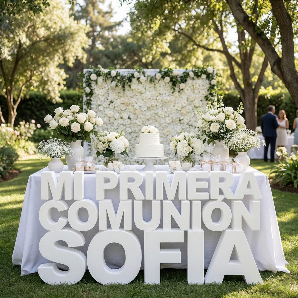 Nombre personalizado en letras de 35cm para mesa dulce de comunión.