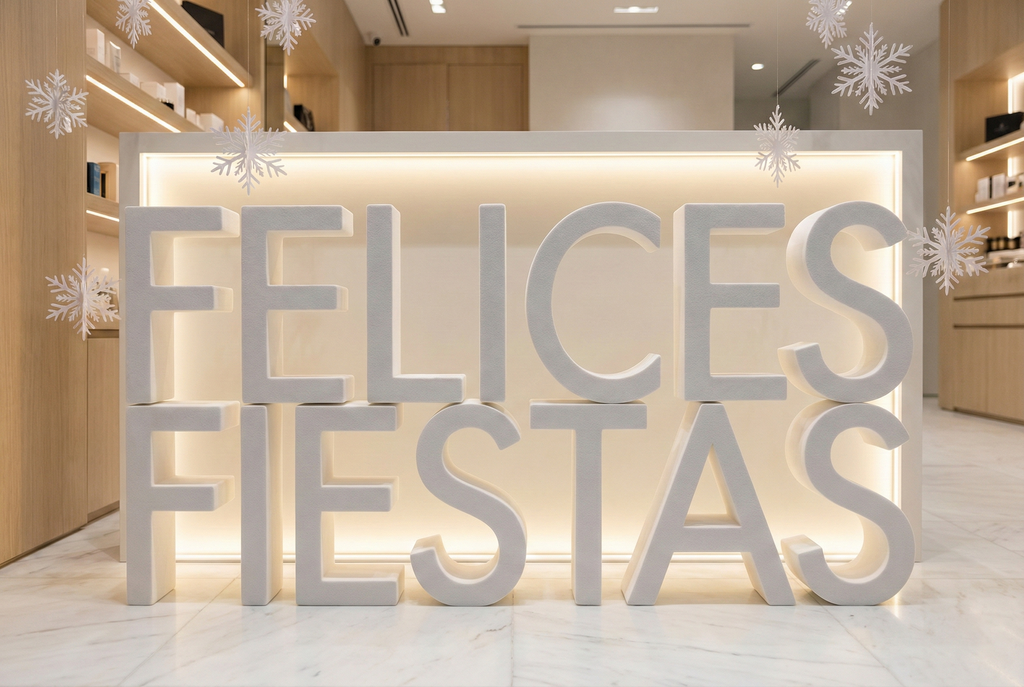 Números de 1 metro de altura para anunciar descuentos y promociones en tiendas.
